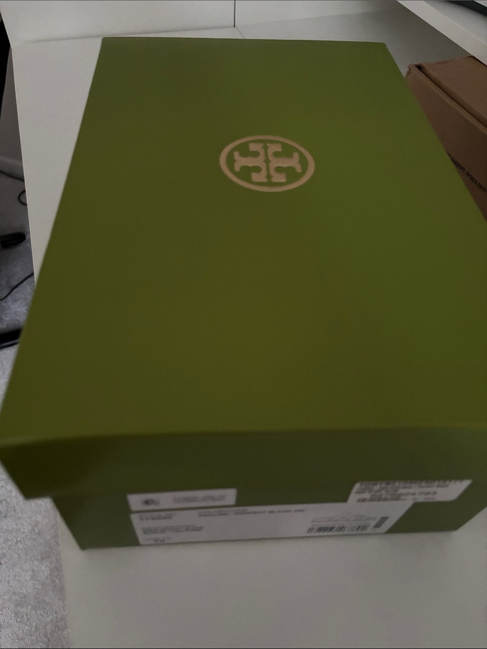 Tory Burch Beige Suede Dual-Strap Sandals with Black Footbed - Picture 6 of 6